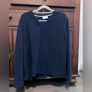 Fleece Navy V-Neck Sweater